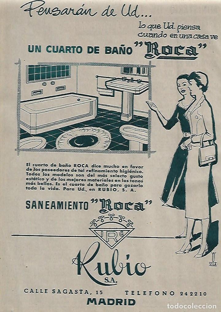 Collecting paper: A&Ntilde;O 1956 RECORTE PRENSA PUBLICIDAD ESTABLECIMIENTO RUBIO SANEAMIENTO CUARTO DE BA&Ntilde;O ROCA