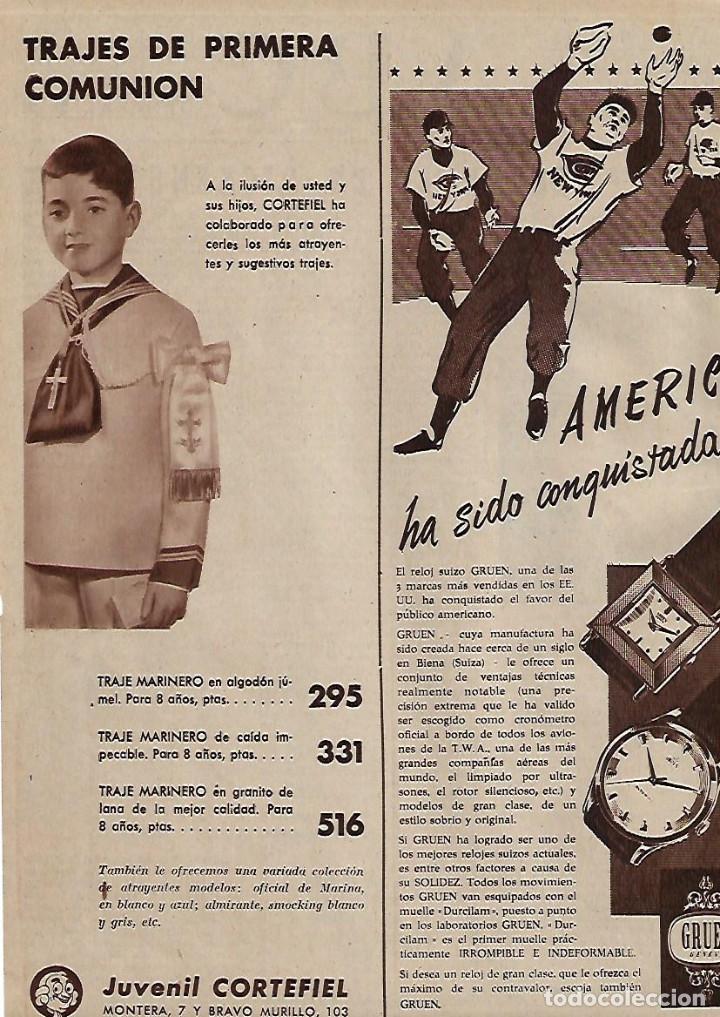 Collectionnisme: A&Ntilde;O 1956 RECORTE PRENSA PUBLICIDAD TRAJE PRIMERA COMUNION JUVENIL CORTEFIEL RELOJ GRUEN
