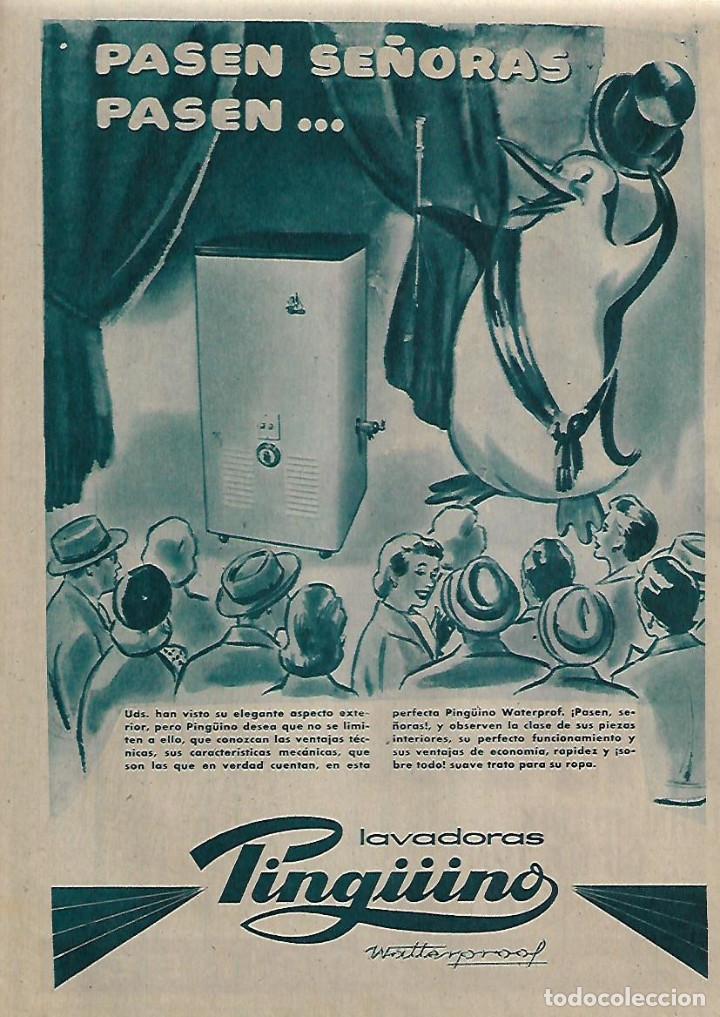 Collectionnisme: A&Ntilde;O 1956 RECORTE PRENSA PUBLICIDAD LAVADORAS PINGUINO WATERPROF ELECTRODOMESTICOS