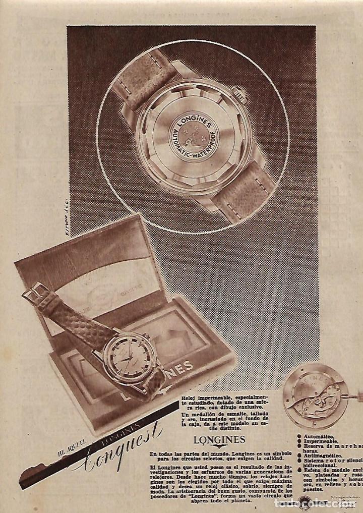Coleccionismo: A&Ntilde;O 1956 RECORTE PRENSA PUBLICIDAD RELOJ LONGINES