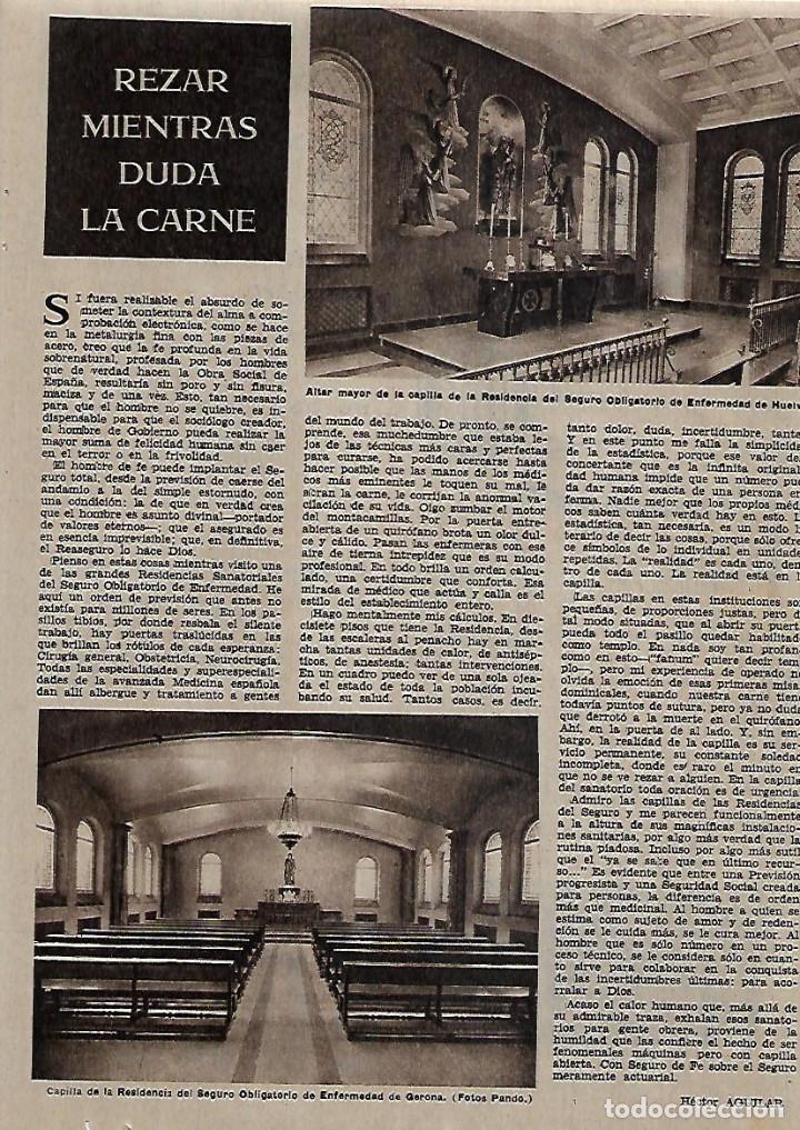 Coleccionismo: A&Ntilde;O 1956 RECORTE PRENSA CAPILLA RESIDENCIA DEL SEGURO ENFERMEDADES HUELVA GERONA GIRONA