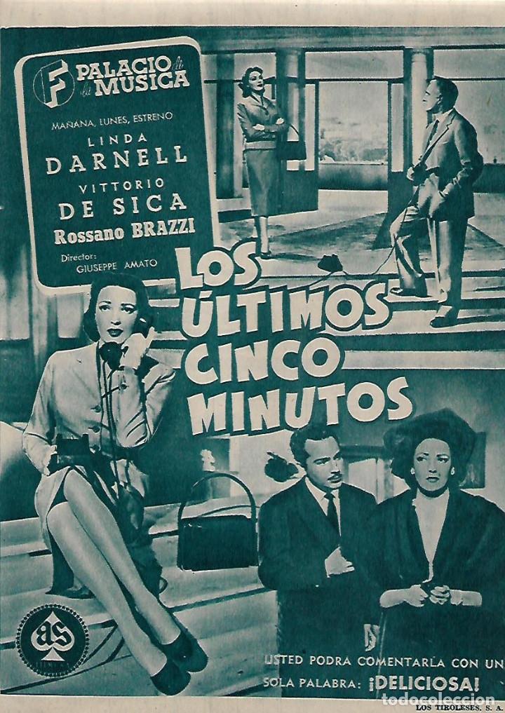 Collectionnisme: A&Ntilde;O 1956 RECORTE PRENSA PUBLICIDAD CINE PALACIO DE LA MUSICA PELICULA LOS ULTIMOS CINCO MINUTOS