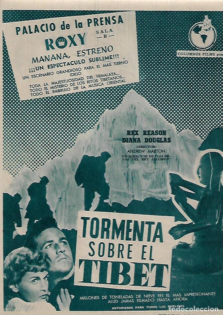 Coleccionismo: A&Ntilde;O 1956 RECORTE PRENSA PUBLICIDAD CINE PALACIO DE LA PRENSA TORMENTA SOBRE EL TIBET ROXY