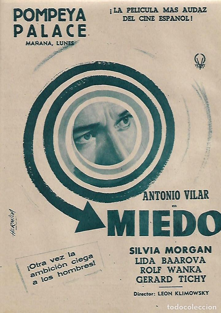 Collecting paper: A&Ntilde;O 1956 RECORTE PRENSA PUBLICIDAD CINE POMPEYA PALACE PELICULA MIEDO ANTONIO VILLAR