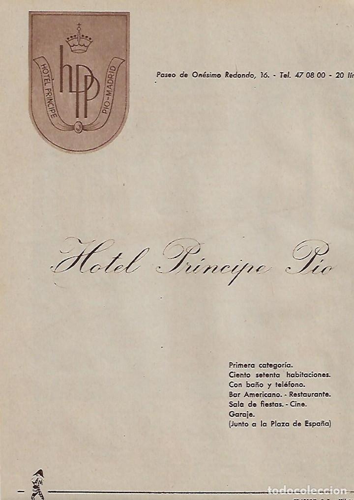 Colecionismo: &Ntilde;O 1956 RECORTE PRENSA PUBLICIDAD HOTEL PRINCIPE PIO PROVEEDORES ESCOBEDO GALERIAS PRECIADOS CENDERO