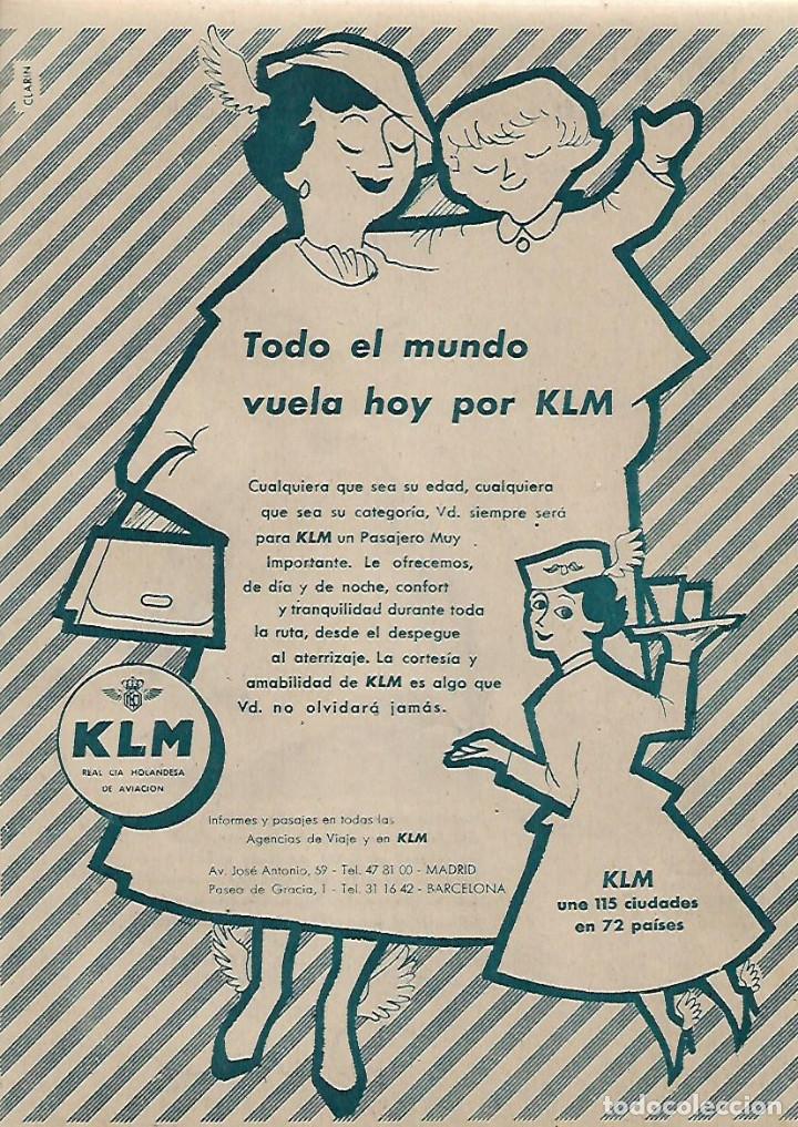 Coleccionismo: A&Ntilde;O 1956 RECORTE PRENSA PUBLICIDAD LINEAS AEREAS KLM AVIACION PERFUMES DANA MAQUILLAJE DANAMASK