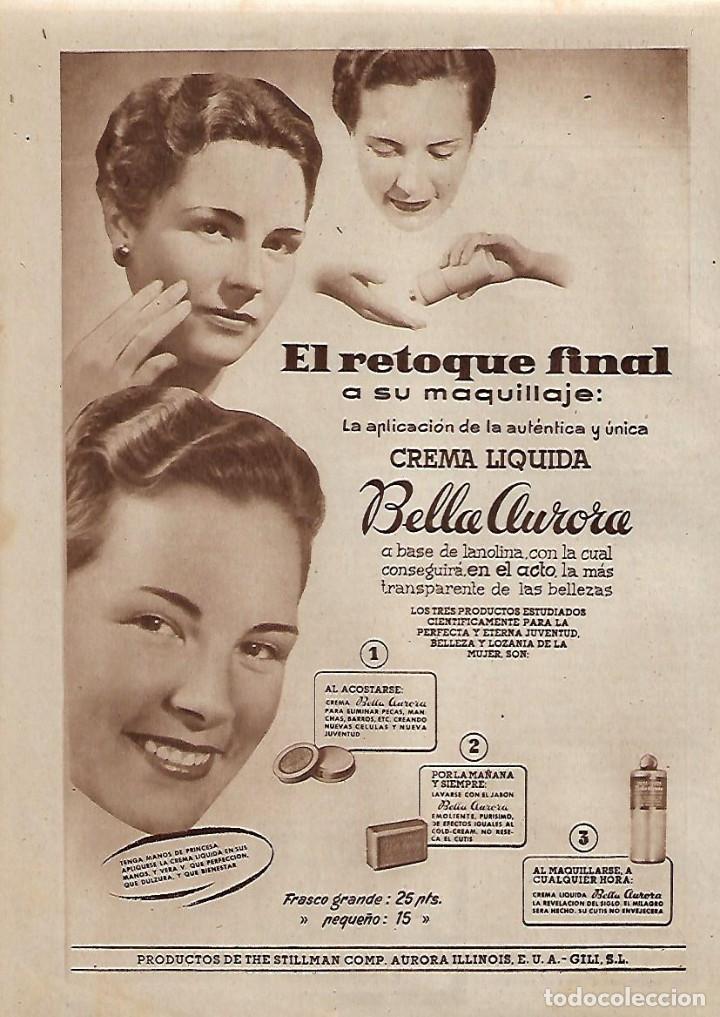 Coleccionismo: A&Ntilde;O 1956 RECORTE PRENSA PUBLICIDAD CREMA LIQUIDA BELLA AURORA MAQUILLAJE COSMETICA