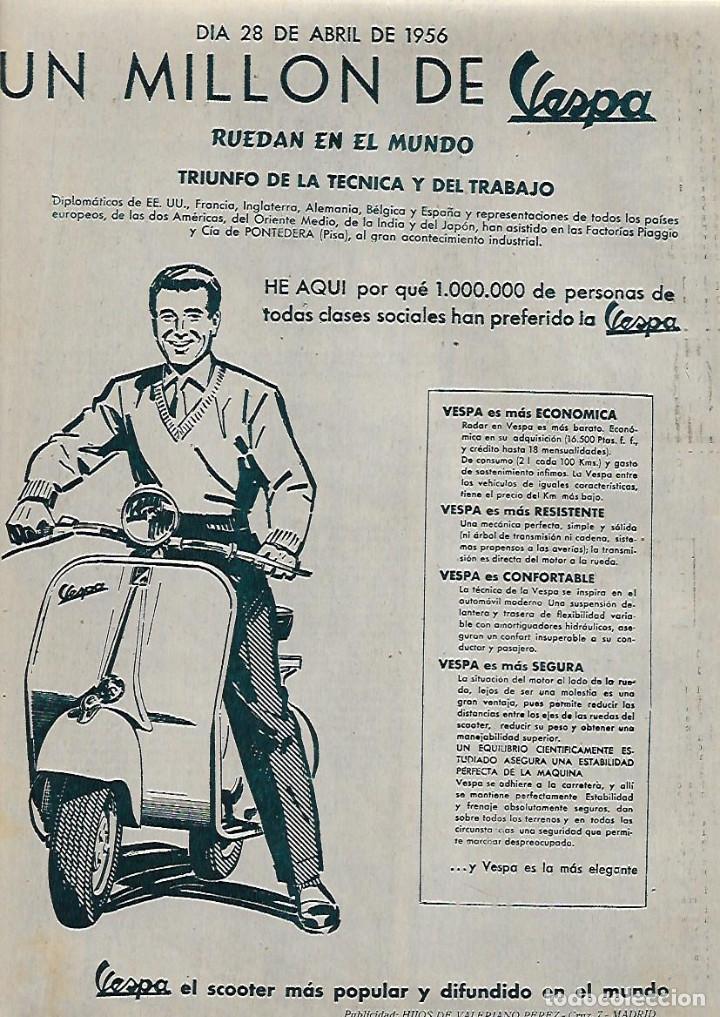 Sammelleidenschaft Papier: A&Ntilde;O 1956 RECORTE PRENSA PUBLICIDAD VESPA SCOOTER MOTO