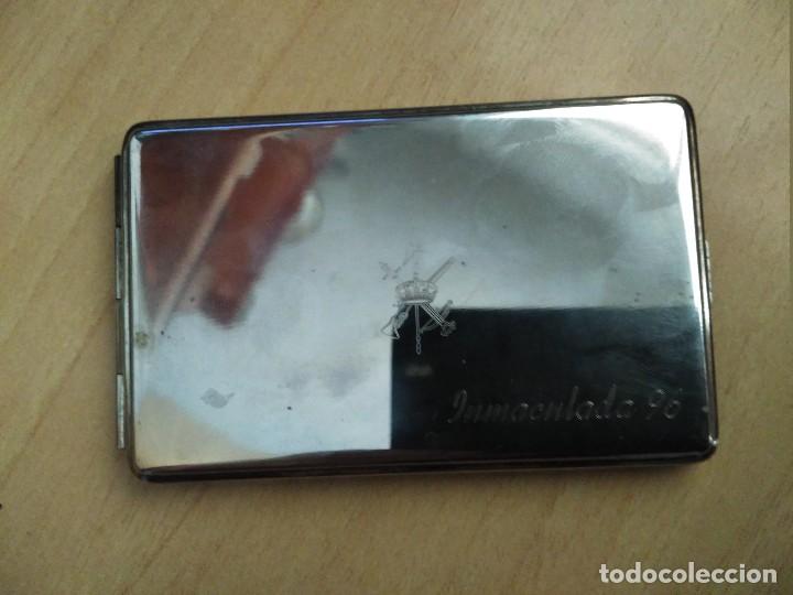 Coleccionismo: agenda telefonica en metal con escudo grabado de la legion y la inscripcion inmaculada 96 sin usar