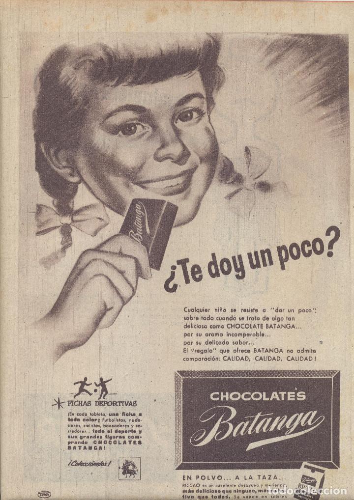 Coleccionismo: A&Ntilde;O 1956 RECORTE PRENSA PUBLICIDAD CHOCOLATE BATANGA RICCAO