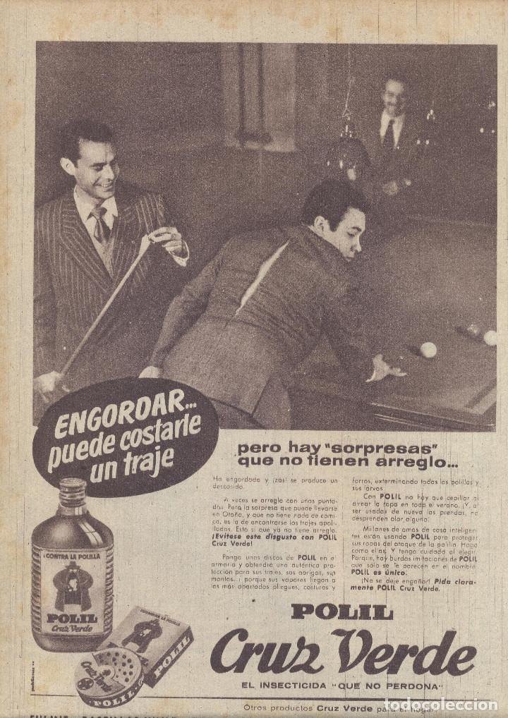Collecting paper: A&Ntilde;O 1956 RECORTE PRENSA PUBLICIDAD POLIL CRUZ VERDE INSECTICIDA POLILLAS