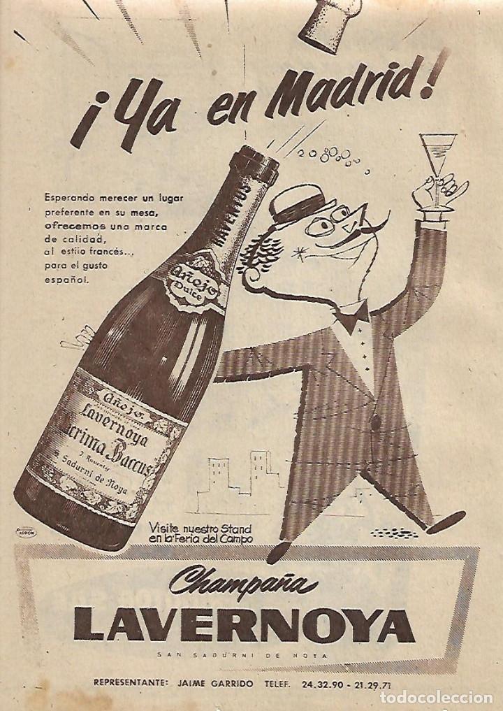Coleccionismo: A&Ntilde;O 1956 RECORTE PRENSA PUBLICIDAD BEBIDAS CHAMPA&Ntilde;A CAVA LAVERNOYA NEVERA FROMITOR SUPER 56