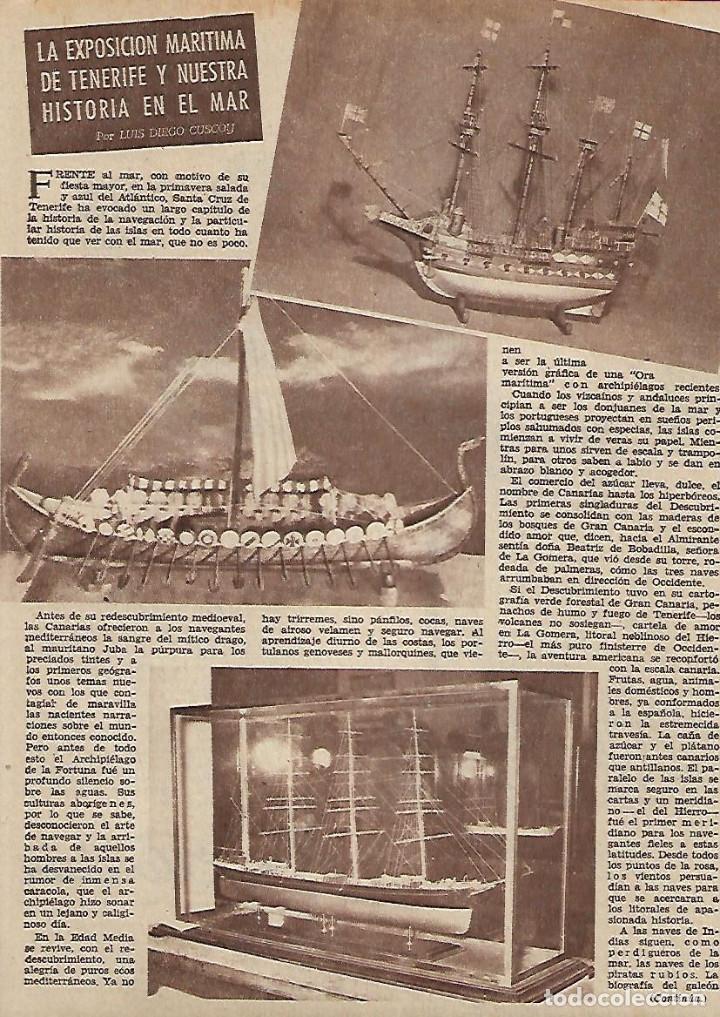 Collecting paper: A&Ntilde;O 1956 RECORTE PRENSA TENERIFE EXPOSICION MARITIMA NUESTRA HISTORIA EN EL MAR BARCOS