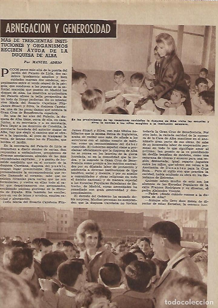 Sammelleidenschaft Papier: A&Ntilde;O 1962 RECORTE PRENSA ABNEGACION GENEROSIDAD SOLIDARIDAD DE LA DUQUESA DE ALBA CAYETANA