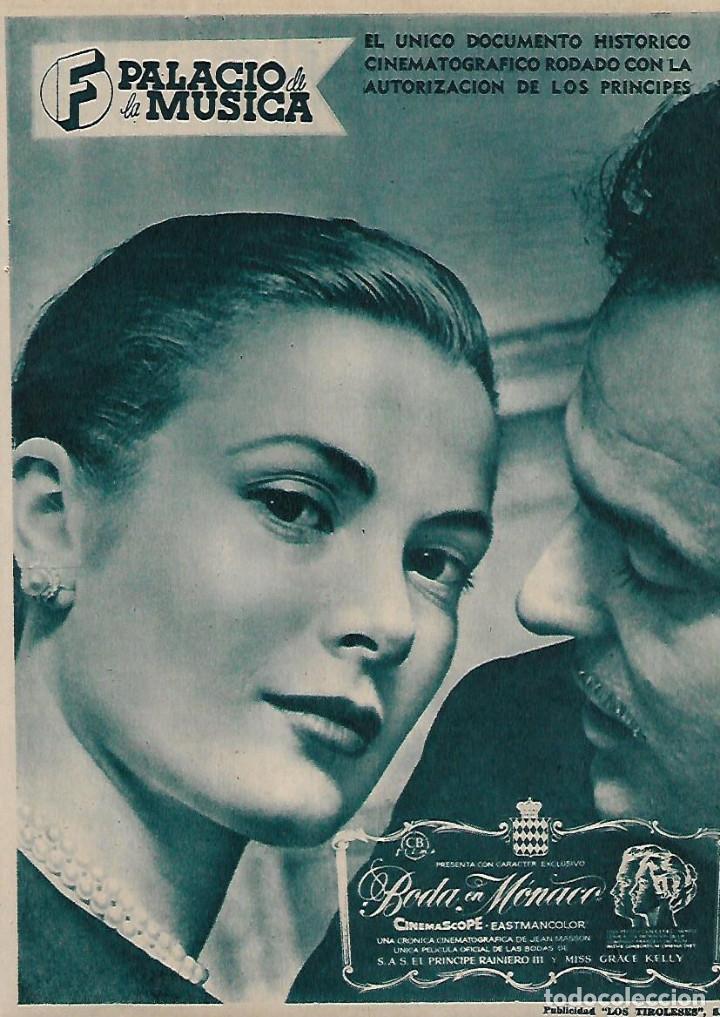 Sammelleidenschaft Papier: A&Ntilde;O 1956 RECORTE PRENSA CINE PALACIO DE LA MUSICA PELICULA BODA EN MONACO PRINCIPES