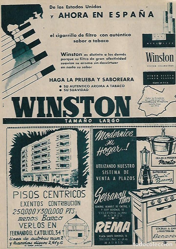 Coleccionismo: A&Ntilde;O 1956 RECORTE PRENSA PUBLICIDAD TABACO WINSTON AMERICANO TAMA&Ntilde;O LARGO CIGARRILLOS FUMAR