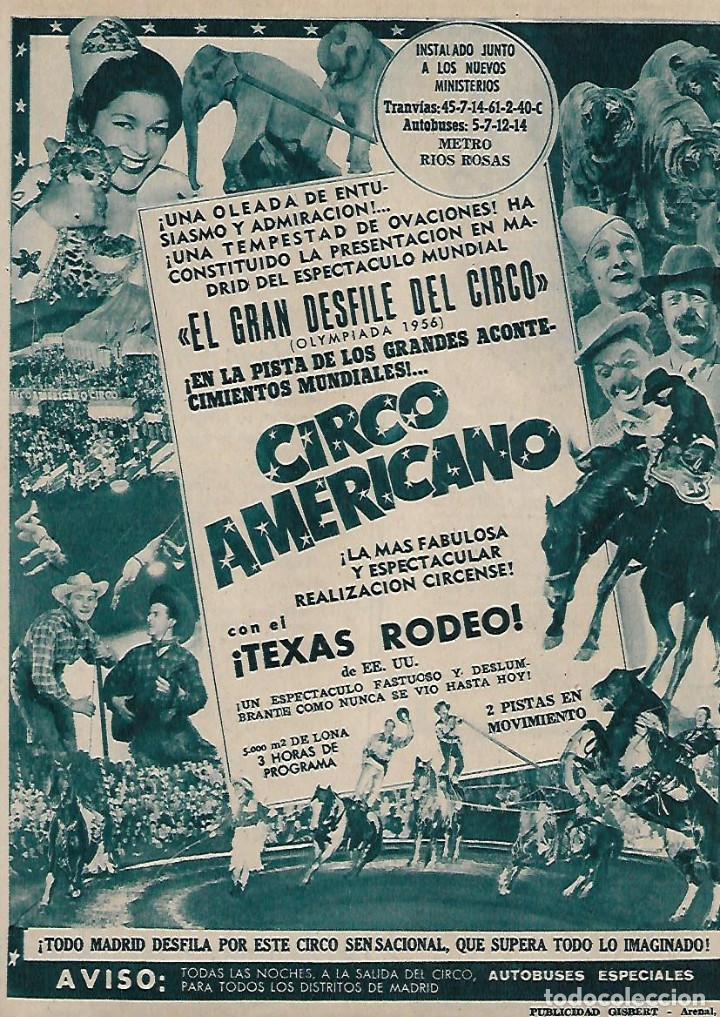 Colecionismo: A&Ntilde;O 1956 RECORTE PRENSA PUBLICIDAD PROGRAMACION CIRCO AMERICANO TEXAS RODEO EN MADRID