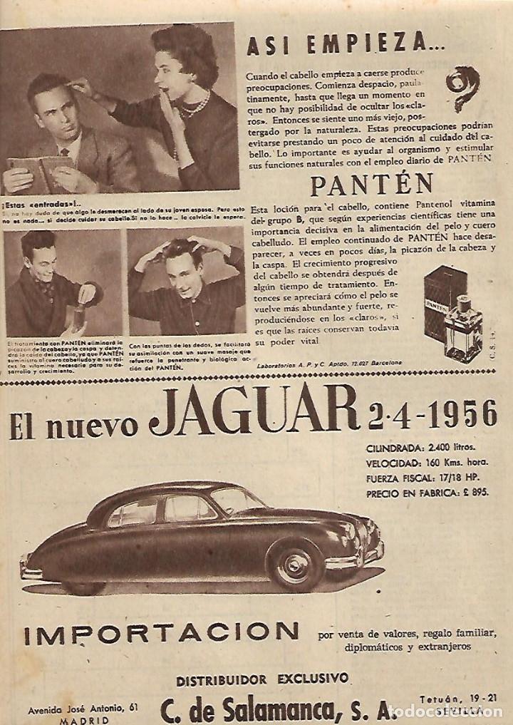 Coleccionismo: A&Ntilde;O 1956 RECORTE PRENSA PUBLICIDAD PANTEN COCHE NUEVO JAGUAR 2 4 1956