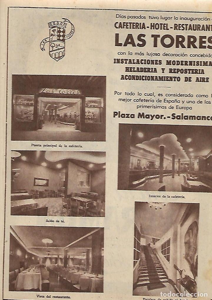 Collectionnisme: A&Ntilde;O 1956 RECORTE PRENSA PUBLICIDAD CAFETERIA HOTEL RESTAURANTE LAS TORRES PLAZA MAYOR SALAMANCA
