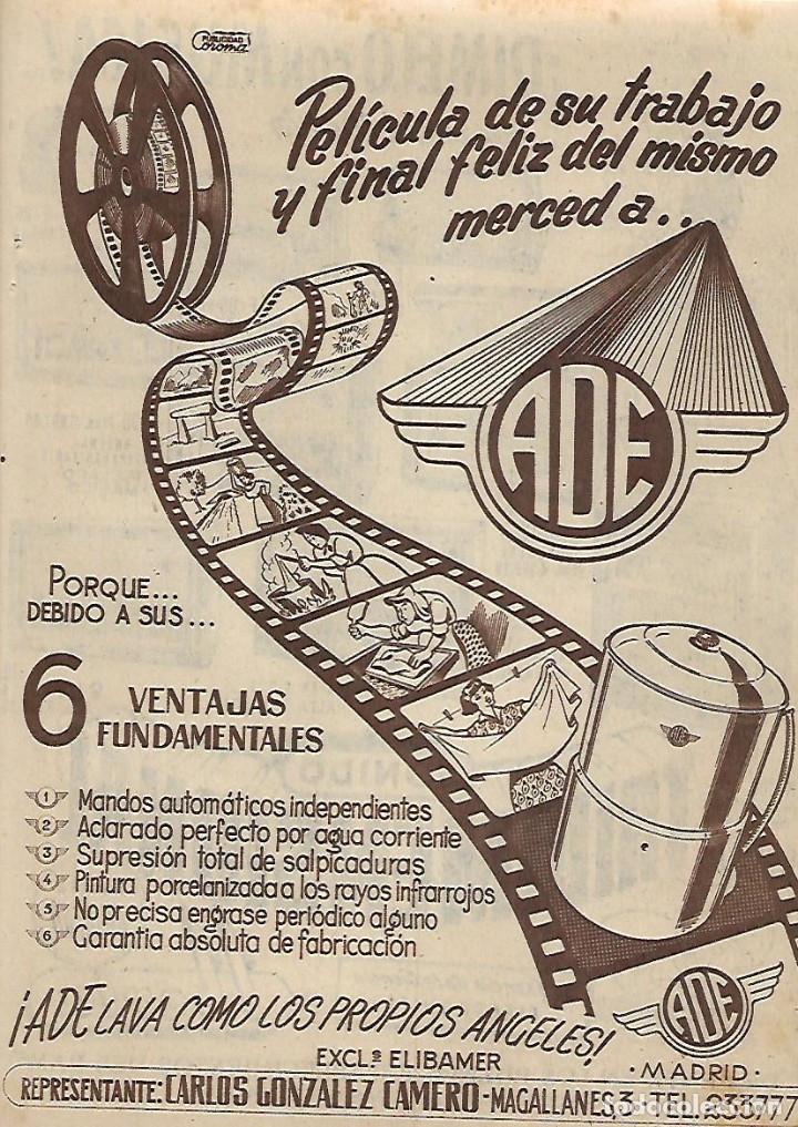 Collecting paper: A&Ntilde;O 1956 RECORTE PRENSA PUBLICIDAD LAVADORA ADE ELECTRODOMESTICOS