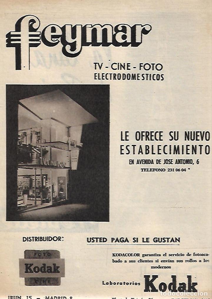 Sammelleidenschaft Papier: A&Ntilde;O 1963 RECORTE PRENSA PUBLICIDAD FEYMAR TELEVISION CINE FOTO KODAK NUEVO ESTABLECIMIENTO