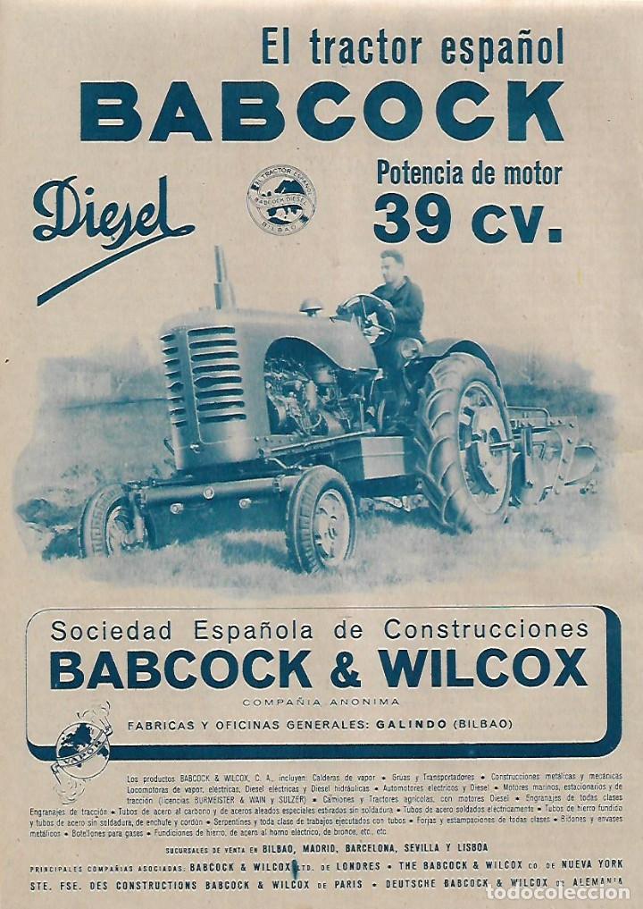 Collecting paper: A&Ntilde;O 1956 RECORTE PRENSA PUBLICIDAD TRACTOR ESPA&Ntilde;OL BABCOCK MAQUINARIA AGRICOLA