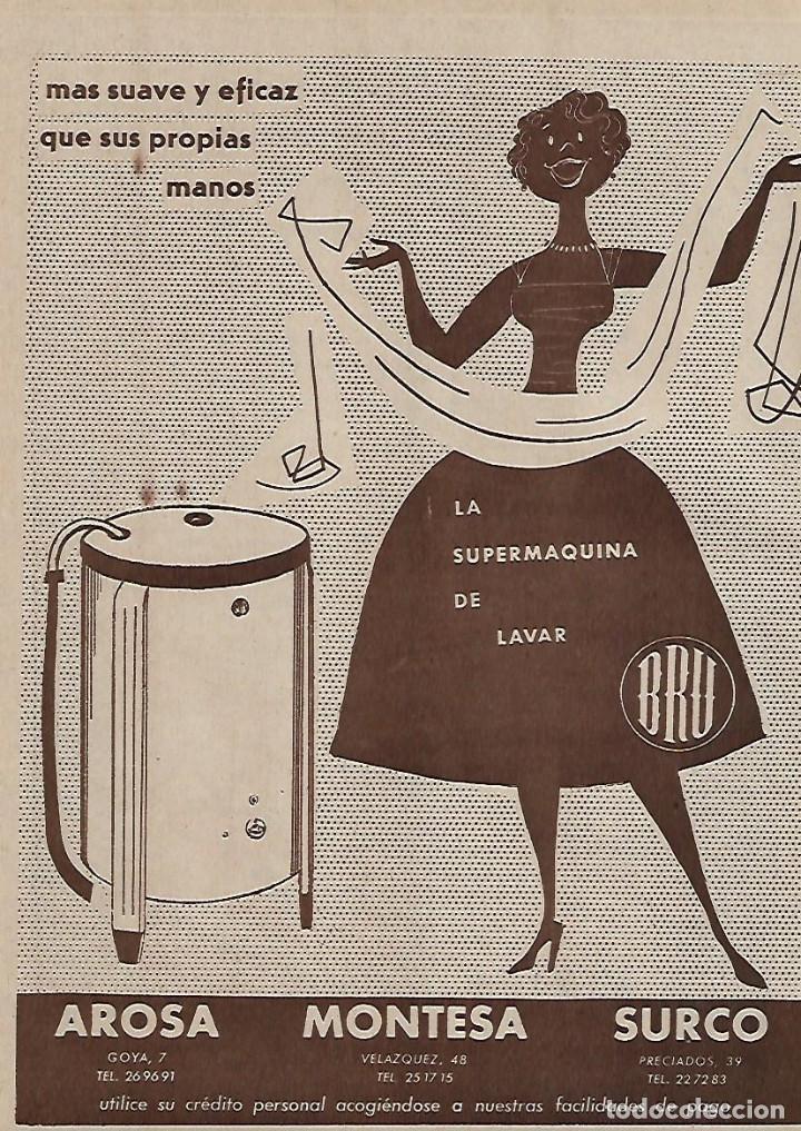 Colecionismo: A&Ntilde;O 1956 RECORTE PRENSA PUBLICIDAD LAVADORA BRU ELECTRODOMESTICOS