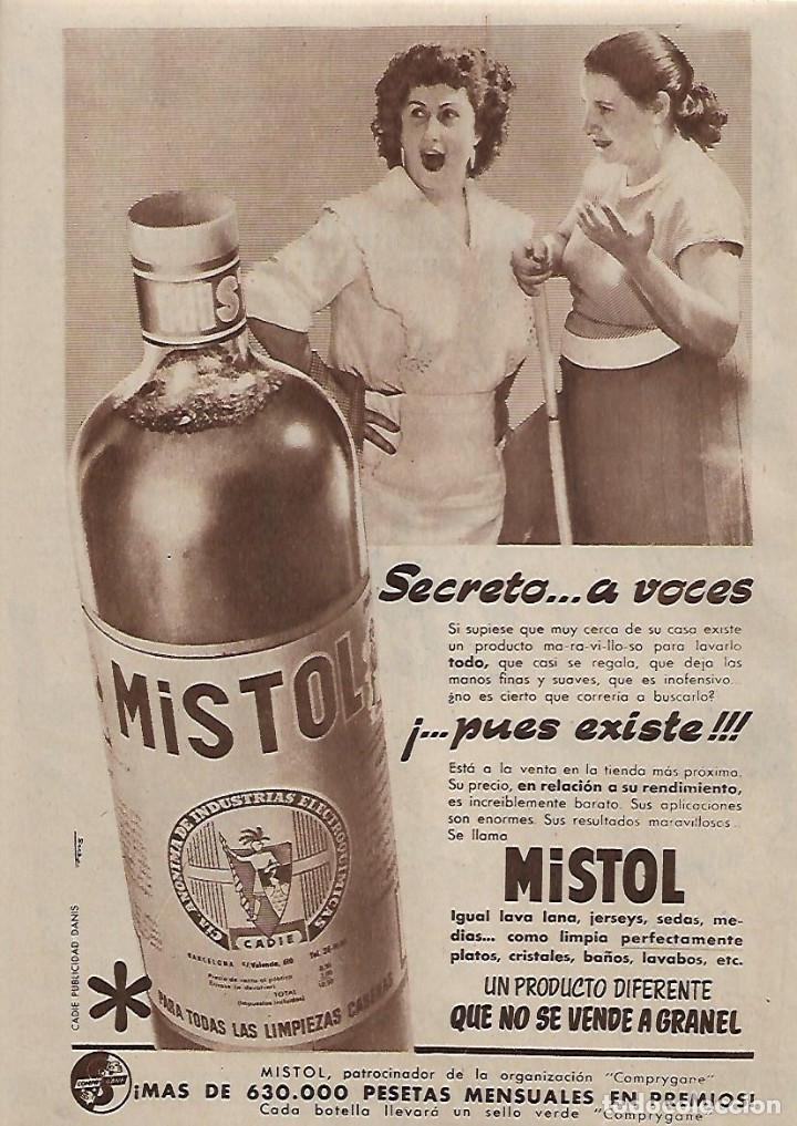 Sammelleidenschaft Papier: A&Ntilde;O 1956 RECORTE PRENSA PUBLICIDAD MISTOL LIMPIEZA JABON ANONIMA DE INDUSTRIAS ELECTROQUIMICAS CADIZ