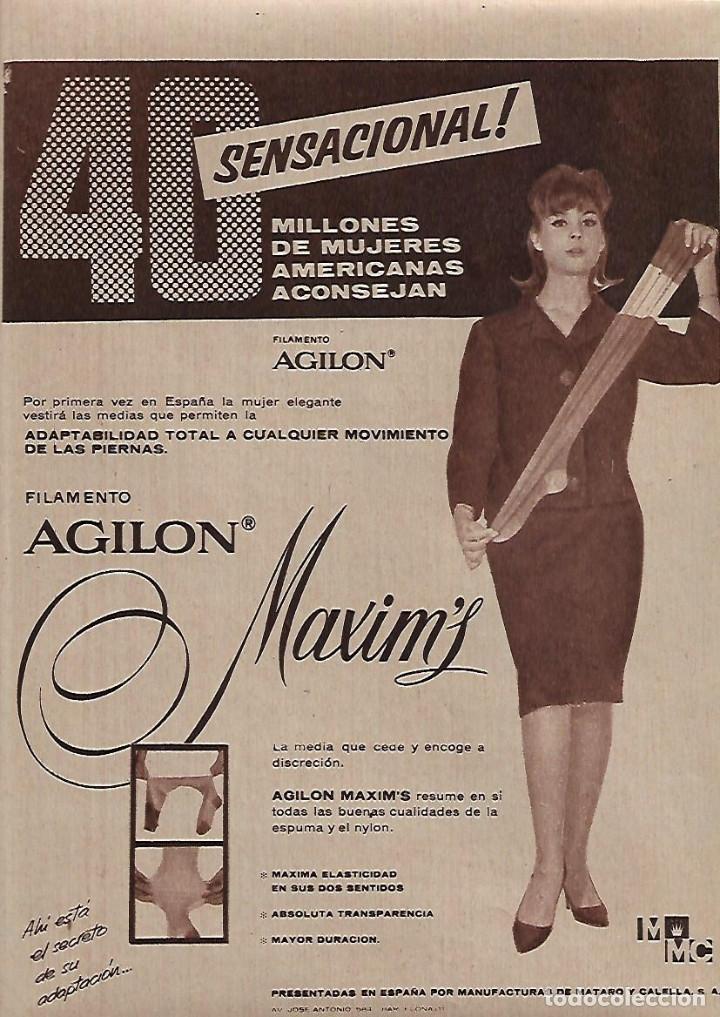 Collecting paper: A&Ntilde;O 1962 RECORTE PRENSA PUBLICIDAD MEDIAS FILAMENTO AGILON MAXIMS