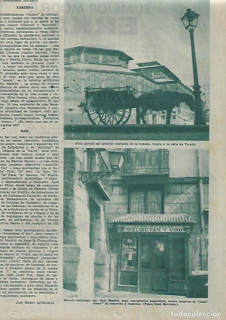 Collecting paper: A&Ntilde;O 1962 RECORTE PRENSA FOTOS MADRID TABERNA MARCELINO PAN Y VINO MERCADO DE LA CEBADA CARRO ANIMAL