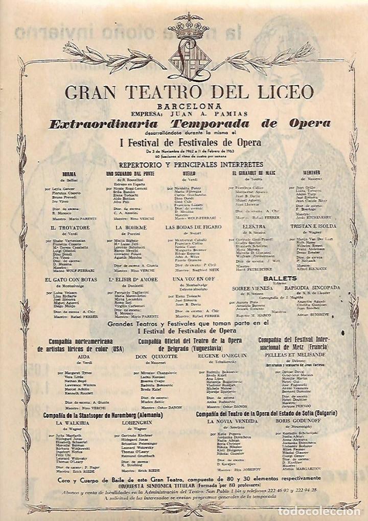 Collecting paper: A&Ntilde;O 1962 RECORTE PRENSA PROGRAMACIO TEMPORADA OPERA TEATRO EL LICEO PUBLICIDAD CORTEFIEL JUVENIL MOD