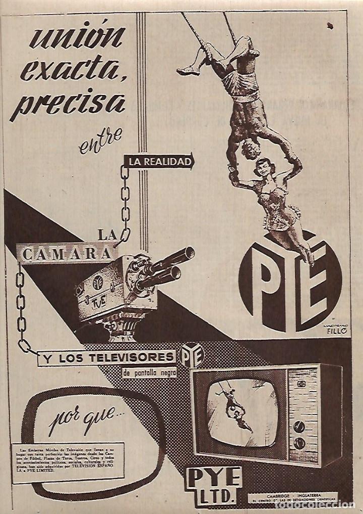 Sammelleidenschaft Papier: A&Ntilde;O 1962 RECORTE PRENSA PUBLICIDAD TELEVISOR CAMARA PYE