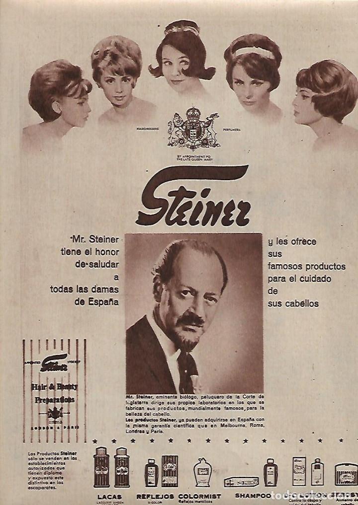 Sammelleidenschaft Papier: A&Ntilde;O 1962 RECORTE PRENSA PUBLICIDAD STEINER PRODUCTOS CUIDADO DEL CABELLO