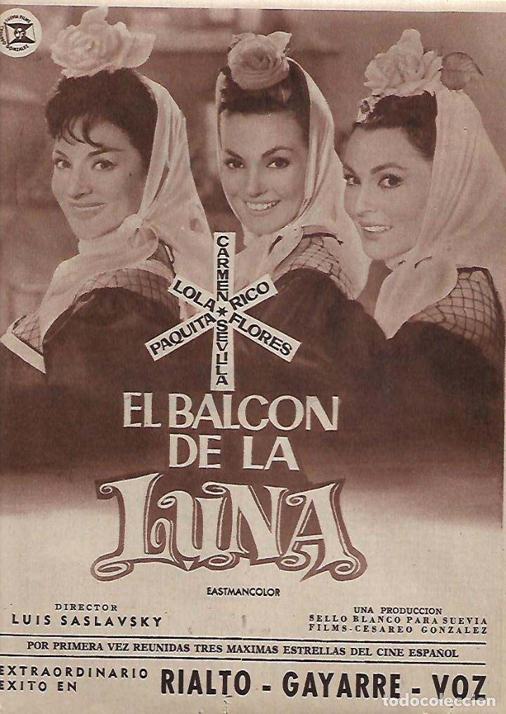 Coleccionismo: A&Ntilde;O 1962 RECORTE PRENSA PUBLICIDAD CINE ESPA&Ntilde;OL EL BALCON DE LA LUNA LOLA FLORES CARMEN SEVILLA