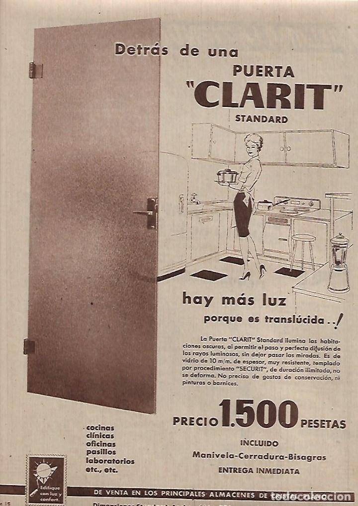 Sammelleidenschaft Papier: A&Ntilde;O 1962 RECORTE PRENSA PUBLICIDAD PUERTA CLARIT SECURIT