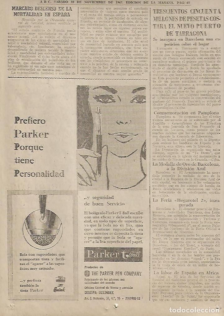 Coleccionismo: A&Ntilde;O 1962 RECORTE PRENSA PUBLICIAD BOLIGRAFO PARKER