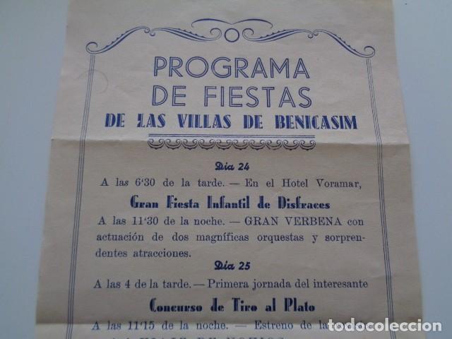 Coleccionismo: BENICASIM. CASTELL&Oacute;N. PROGRAMA FIESTAS DE LAS VILLAS DE BENICASIM. 1951