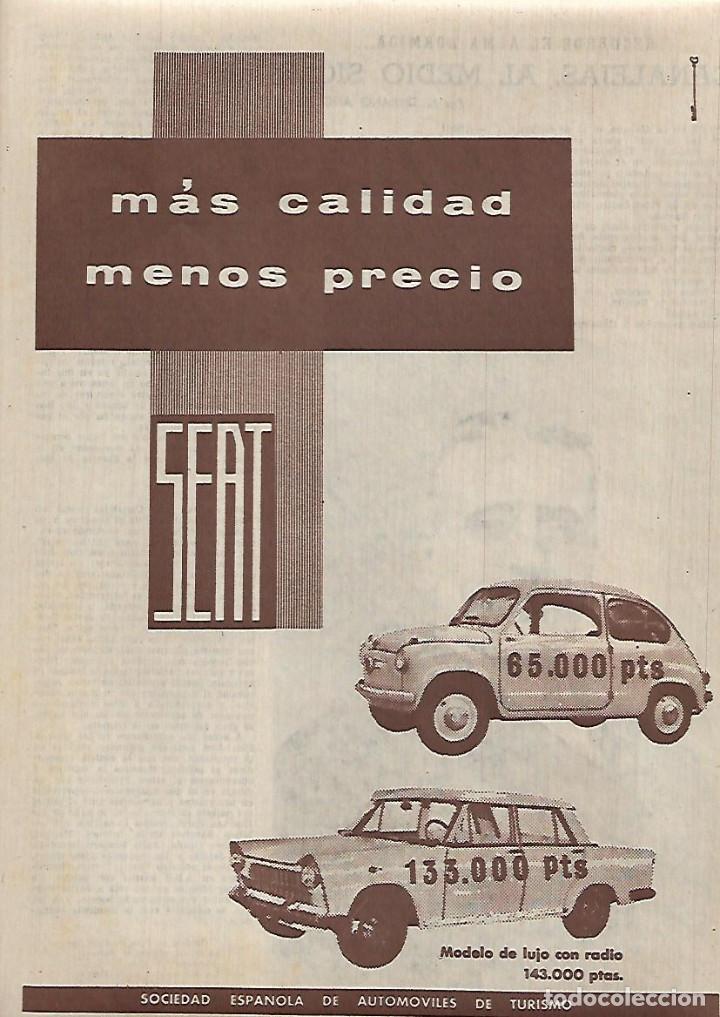 Coleccionismo: A&Ntilde;O 1962 RECORTE PRENSA PUBLICIDAD SEAT SOCIEDAD ANONIMA DE AUTOMOVILES DE TURISMO