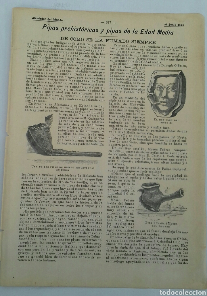 Coleccionismo: Pipas prehist&oacute;ricas y pipas de la Edad Media. 1900