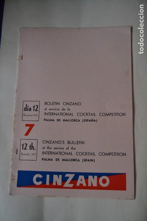 Coleccionismo: BOLETIN CINZANO DEL CAMPEONATO INTERNACIONAL DE COCTELERIA DE 1967