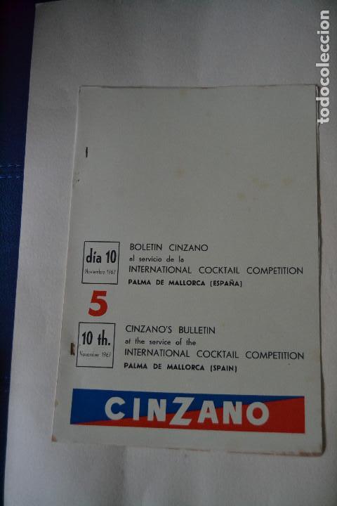 Coleccionismo: BOLETIN CINZANO DEL CAMPEONATO INTERNACIONAL DE COCTELERIA DE 1967