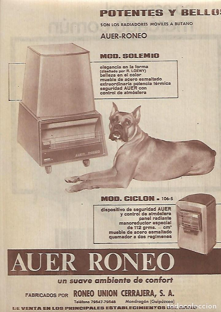 Collectionnisme: A&Ntilde;O 1962 RECORTE PRENSA PUBLICIDAD MAQUINA DE AFEITAR DUAL 2000 RADIADOR AUER RONEO MONDRAGON