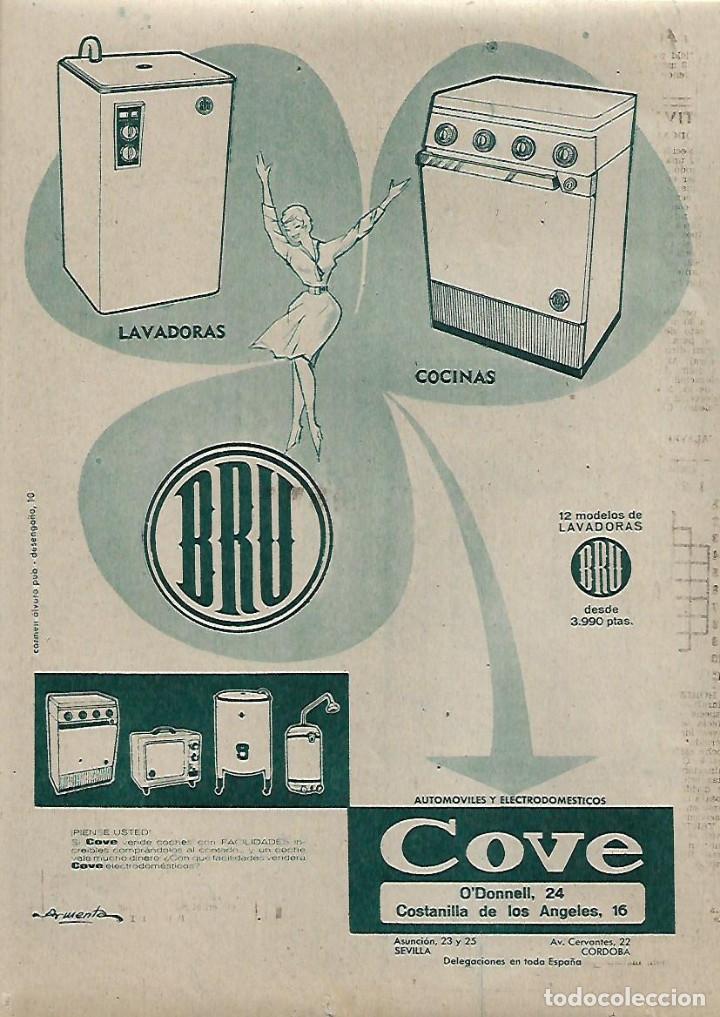 Collecting paper: A&Ntilde;O 1962 RECORTE PRENSA PUBLICIDAD ELECTRODOMESTICOS COVE LAVADORA COCINA BRU