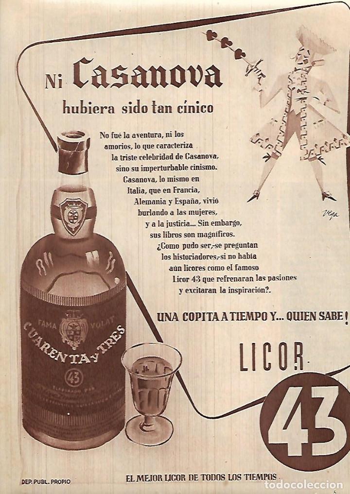 Collectionnisme: A&Ntilde;O 1958 RECORTE PRENSA PUBLICIDAD BEBIDAS LICOR 43 CUARENTA Y TRES