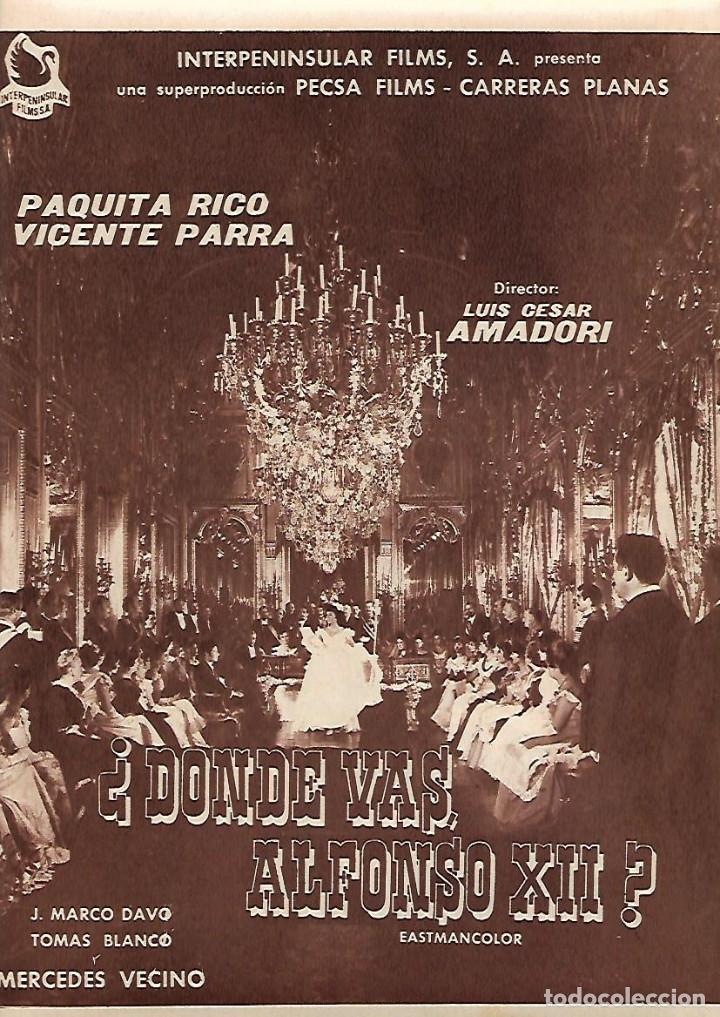 Coleccionismo: A&Ntilde;O 1958 RECORTE PRENSA PUBLICIDAD CINE ESPA&Ntilde;OL PELICULA DONDE VAS ALFONSO XII PAQUITA RICO PARRA