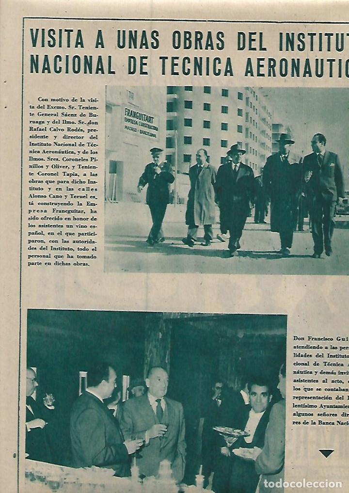 Collectionnisme: A&Ntilde;O 1958 RECORTE PRENSA TENIENTE SAEZ DE BUROAGA VISITA OBRAS INSTITUTO NACIONAL TECNICA AERONAUTICA
