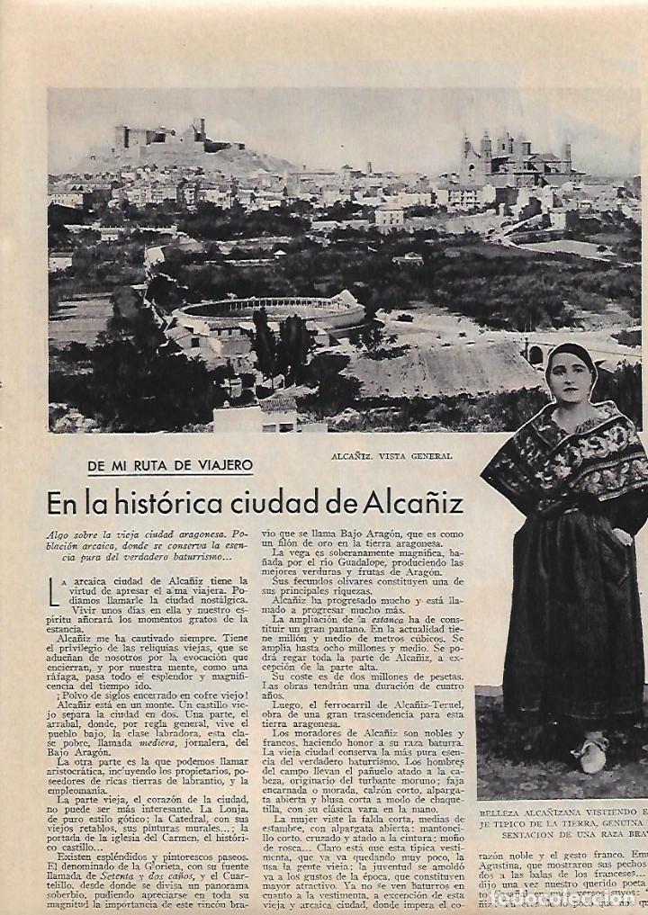 Collezionismo: A&Ntilde;O 1931 RECORTE PRENSA  ALCA&Ntilde;IZ TRAJES TIPICOS FUENTE 72 CA&Ntilde;OS LONJA ESTILO GOTICO  BAJO ARAGON