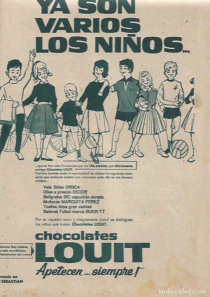 Collectionnisme: A&Ntilde;O 1960 RECORTE PRENSA PUBLICIDAD ALIMENTACION CHOCOLATES LOUIT SAN SEBASTIAN