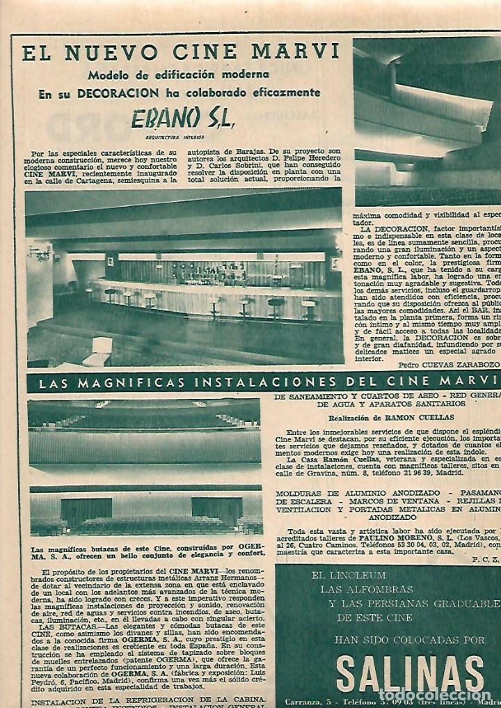 Collezionismo: A&Ntilde;O 1958 RECORTE PRENSA EL NUEVO CINE MARVI INSTALACIONES DECORACION EBANO