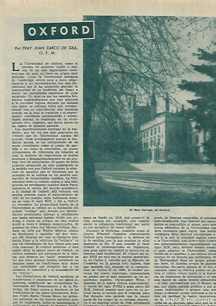 Collecting paper: A&Ntilde;O 1958 RECORTE PRENSA OXFORD NEW COLLEGE MAGDALEN COLLEGEN COLEGIO DEL CORPUS CHRISTI